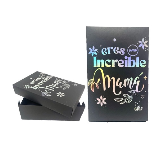 [MF12400] Caja regalo mediana metalizada con mensaje  