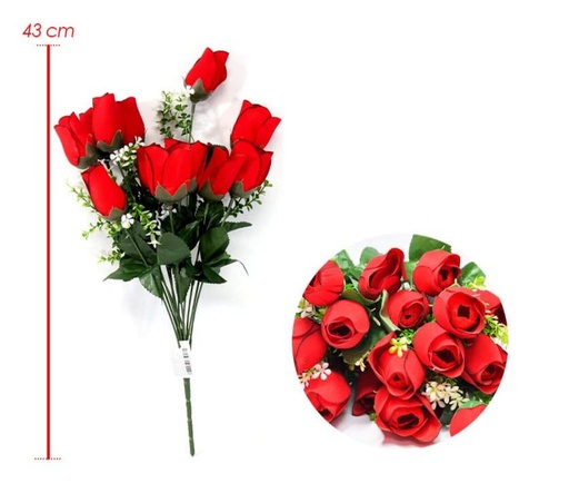 [PT18094] Flor ramo x12 toda roja rosa gamusa 