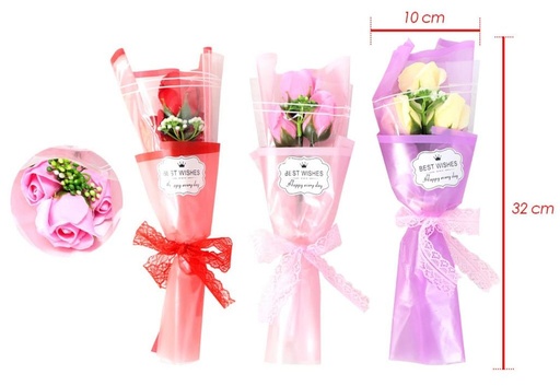 [PT26835] Flor ramo X3 rosas estuche 