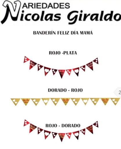 [MM1603] Banderin feliz dia mama triangulo