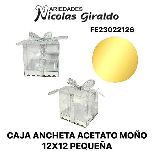 [FE23022126] Caja ancheta acetato moño 12x12 pequeña