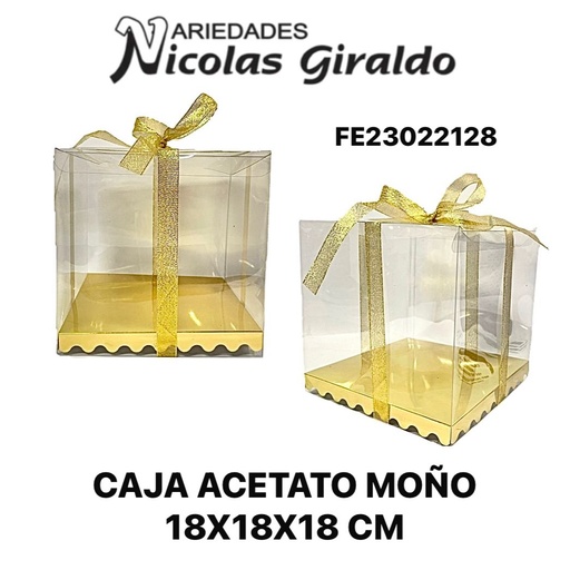 [FE23022128] Caja ancheta acetato moño 18x18 grande 