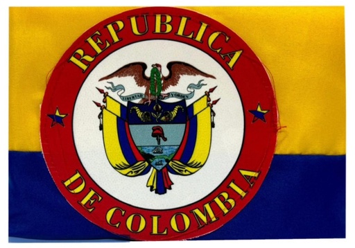 [BE-558-2] Bandera colombia pqña con escudo 42x70