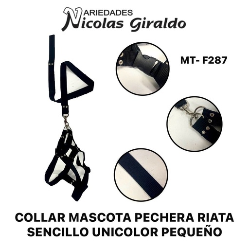 [MT-F287] Collar mascota pechera riata sencillo unicolor pequeño
