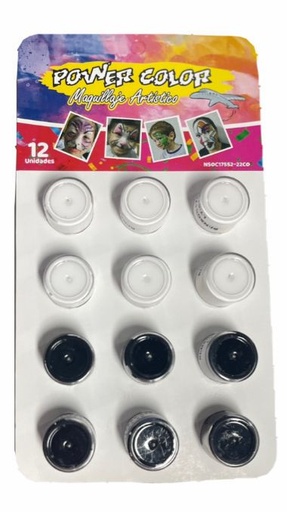 [700000484] Pintucaritas powercolor blanca y negra x12   