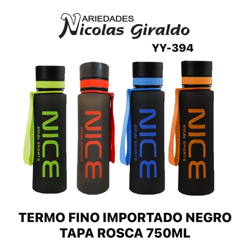 [YY-394] @Termo fino importado negro tapa rosca 750ml 