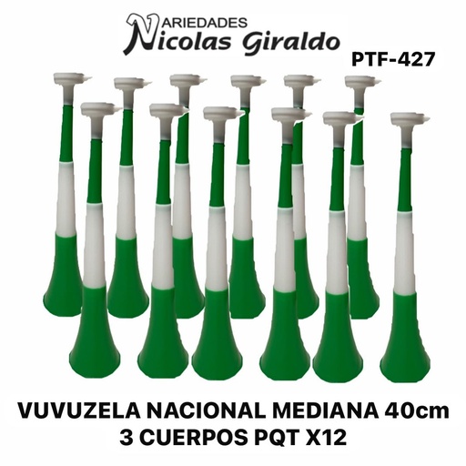 [PTF-427] Vuvuzela nacional mediana 40cm 3 cuerpos PQT X12