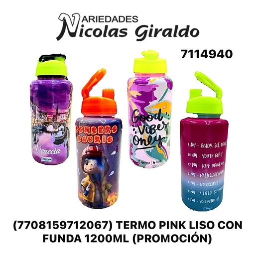 [7114940] (7708159712067)Termo pink liso con funda 1200ml (promocion)