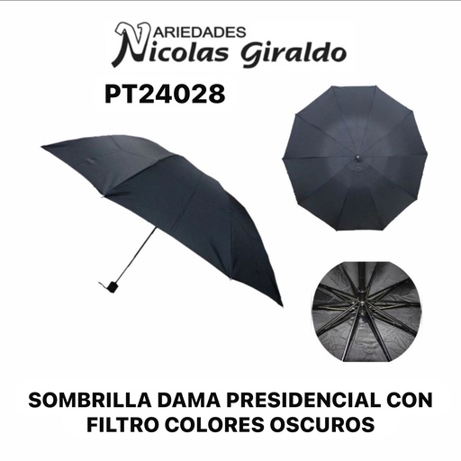 [PT24028] Sombrilla dama presidencial con filtro colores oscuros