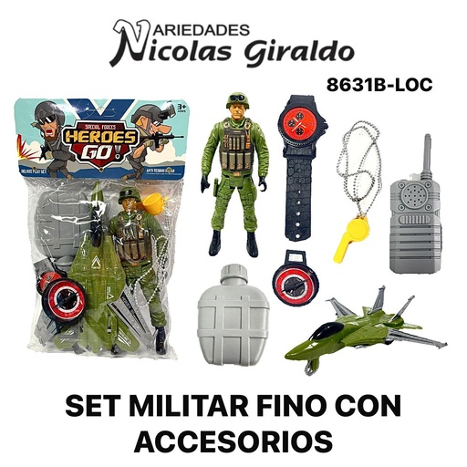 [8631B-LOC] Set militar fino con accesorios  