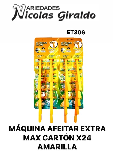 [ET306] Maquina afeitar extra max carton x24 amarilla
