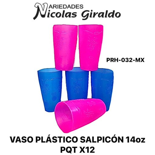 [PRH-032-MX] Vaso plastico salpicon 14oz  PQT X12 