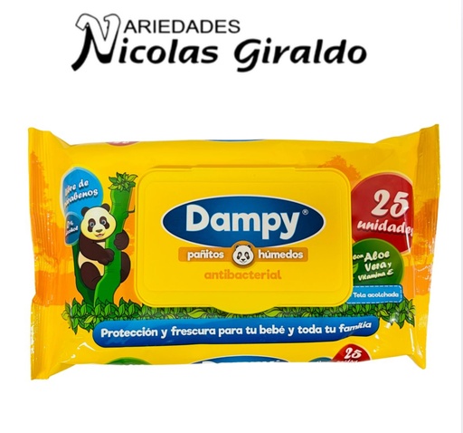 [P-002] Pañitos humedo dampy x25 amarillo 