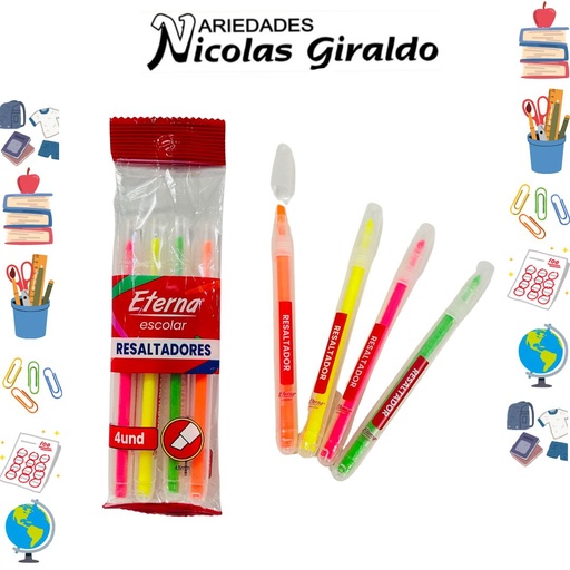 [ET1023] Resaltador eterna delgado bolsa x4