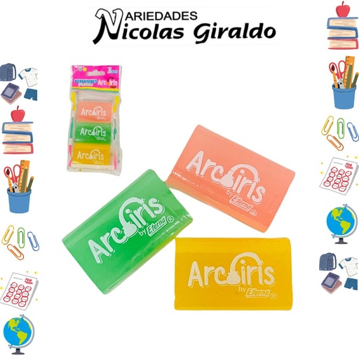 [ETA835] Borrador eterna arcoiris colores x3  