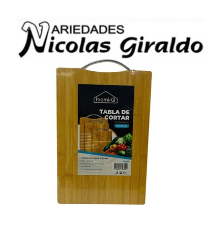 [HQ139] Tabla picar bambu con manija 22x32