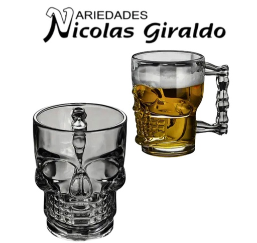 [GO-300] Vaso cervecero vidrio x2 calavera pequeño