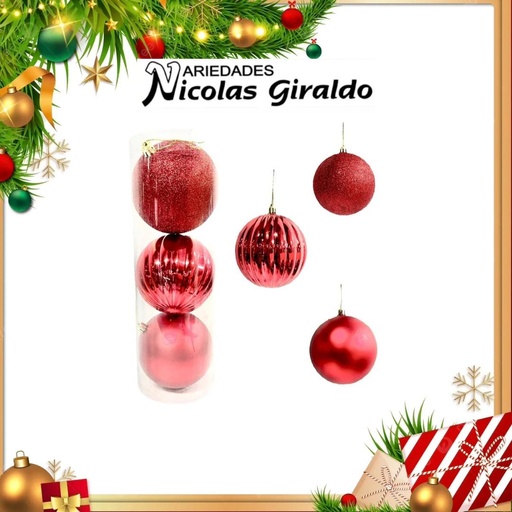 [2026SW-204] @BOLA NAVIDEÑA GRANDE #10 X3 ROJA