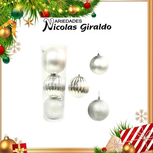 [2026SW-205] @BOLA NAVIDEÑA GRANDE #10 X3 PLATA