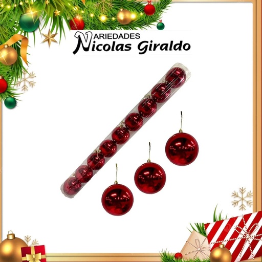 [WN2024-356] @BOLA NAVIDEÑA 8 CM X9 ROJA 
