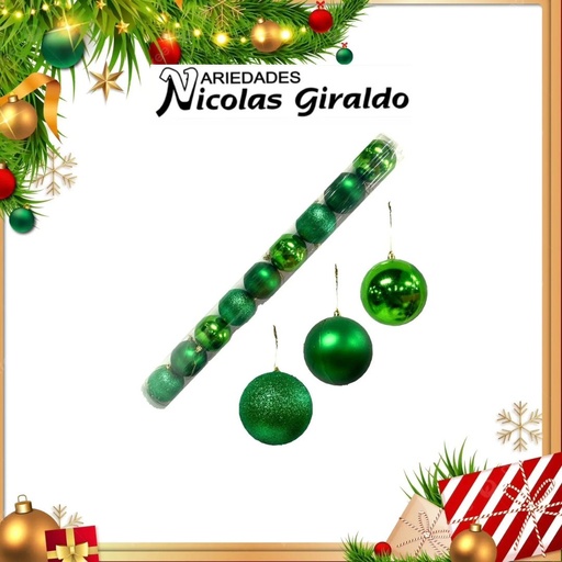 [WN2024-360] @BOLA NAVIDEÑA 8 CM X9 VERDE