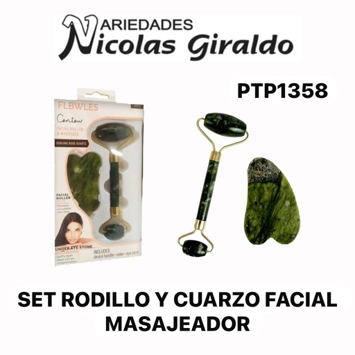 [PTP1358] Set rodillo y cuarzo facial masajeador 