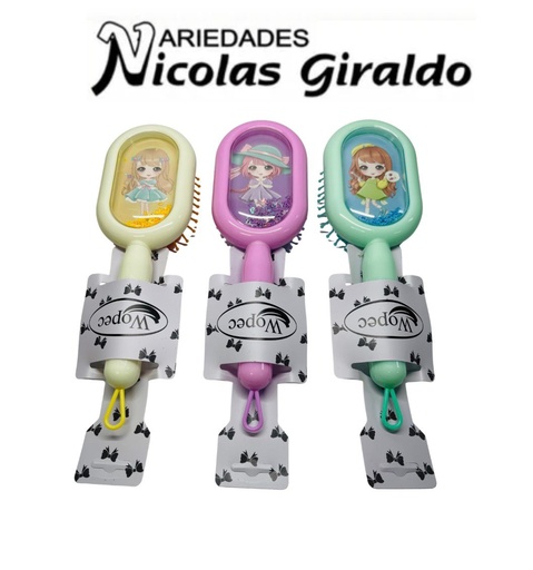[PTQ1407] Cepillo peinar infantil figuras ovalado