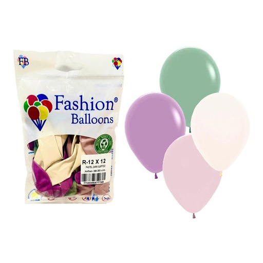 [877789] Bomba ballons r12x12 pastel dark surtida