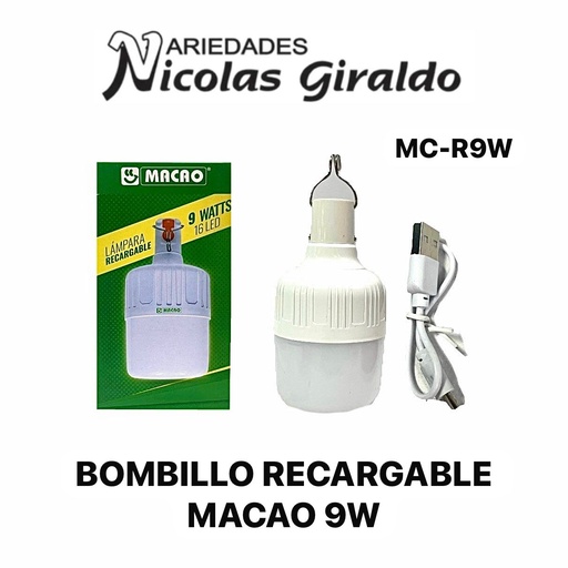 [MC-R9W] Bombillo Recargable macao 9w