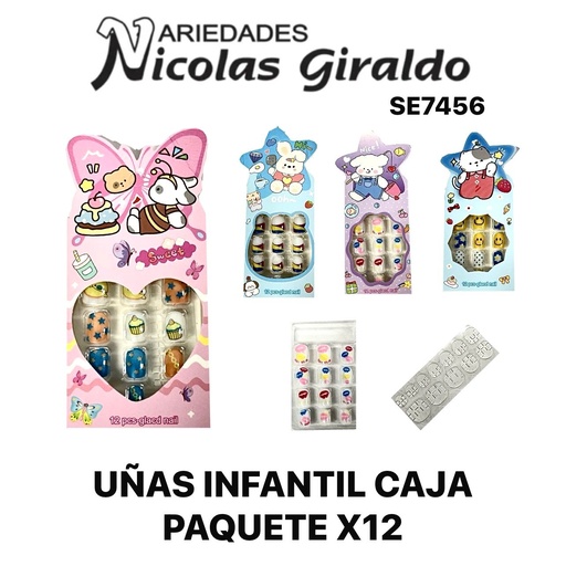 [SE7456] Uñas infantil caja paquete x12 