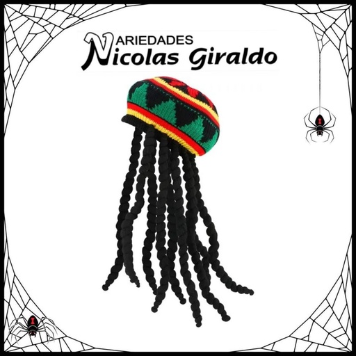 [YM43927-6] Peluca halloween rasta con gorro 