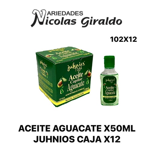 [102X12] Aceite aguacate x50ml juhnios cja x12 