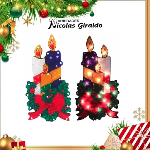 [T837] @INSTALACION FIGURA LED VELAS 2 CARAS 20 LUCES  