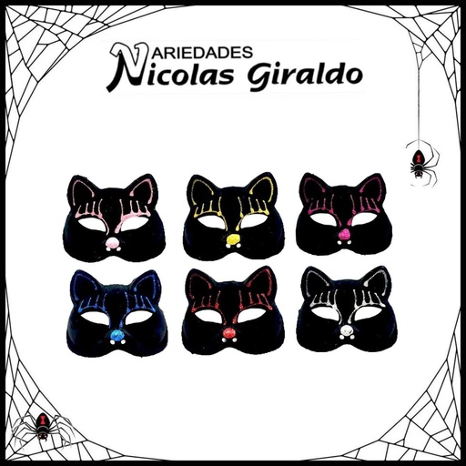 [IF1239] Antifaz halloween gata negro pestaña escarcha