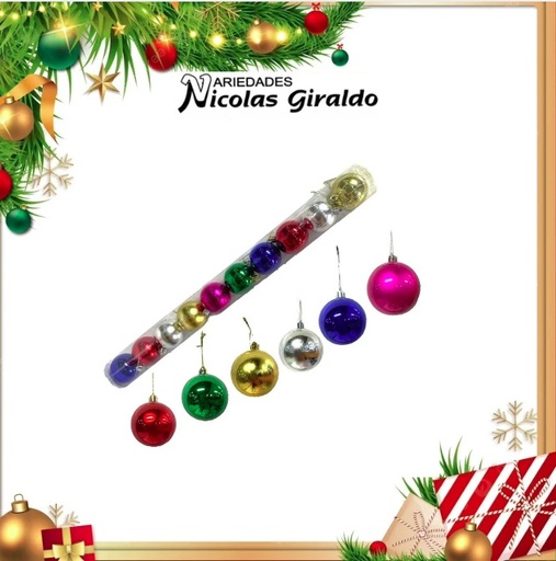 [E132] @BOLA NAVIDEÑA 6CM X10 MULTICOLOR