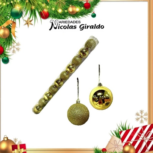 [A5083] @BOLA NAVIDEÑA 6CM X10 DORADA