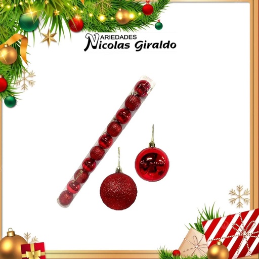 [A5084] @BOLA NAVIDEÑA 6CM X10 ROJA