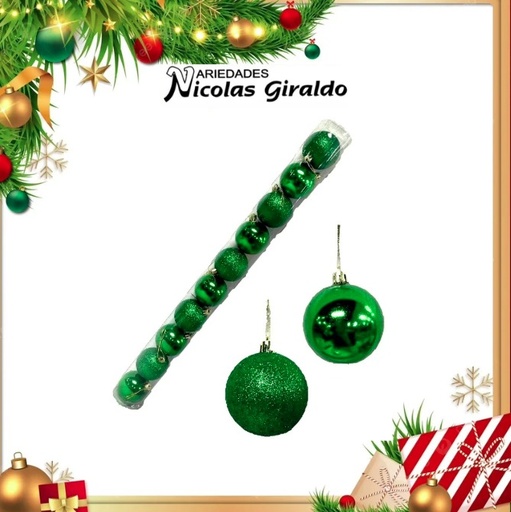 [A5086] @BOLA NAVIDEÑA 6CM X10 VERDE