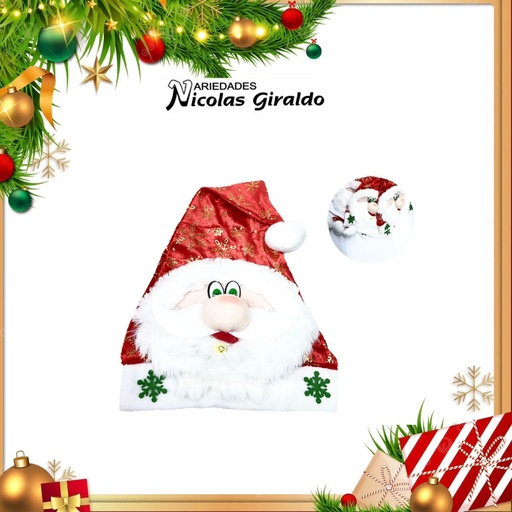 [GRRO-002] @GORRO NAVIDAD LUZ PAPA NOEL  PQT X6