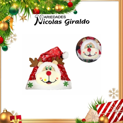 [GRRO-003] @GORRO NAVIDAD LUZ RENO  PQT X6