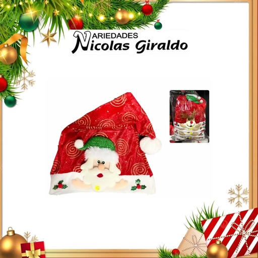 [GRRO-007] @GORRO NAVIDAD LUZ MANITOS CARA SURTIDA  PQT X12