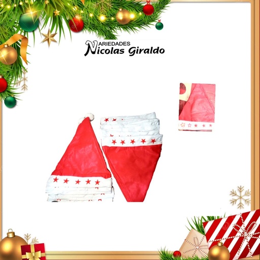[AL026-86] @GORRO NAVIDAD SENCILLO CON LUZ  PQT X12 