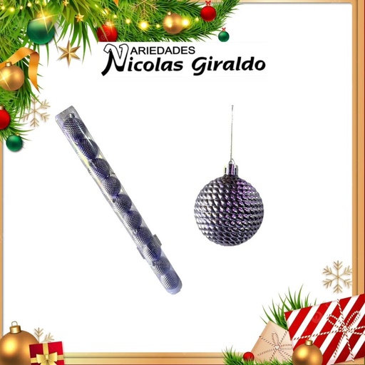 [A1219] @BOLA NAVIDEÑA 6CM X10 LILA GRABADA