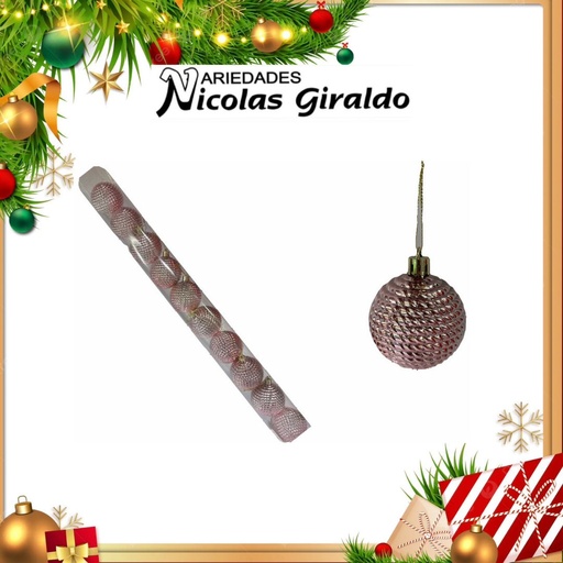 [A1209] @BOLA NAVIDEÑA 6CM X10 ORO ROSA