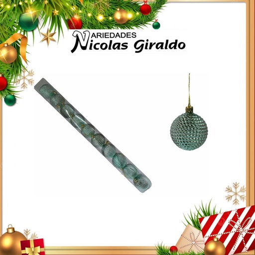 [A1210] @BOLA NAVIDEÑA 6CM X10 VERDE MENTA