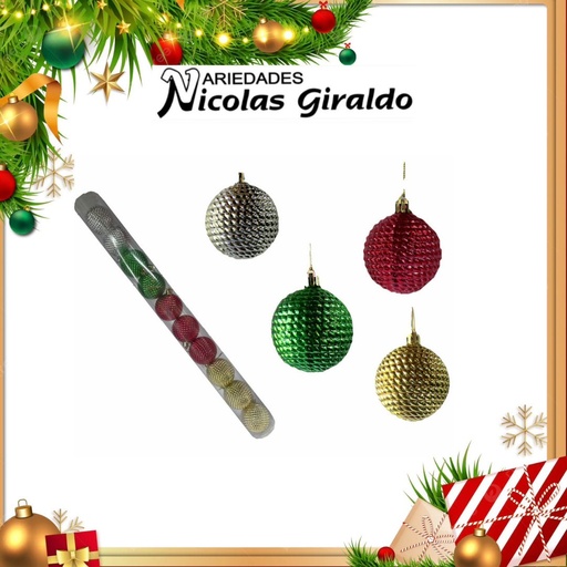 [A1218] @BOLA NAVIDEÑA 6CM X10 MULTICOLOR