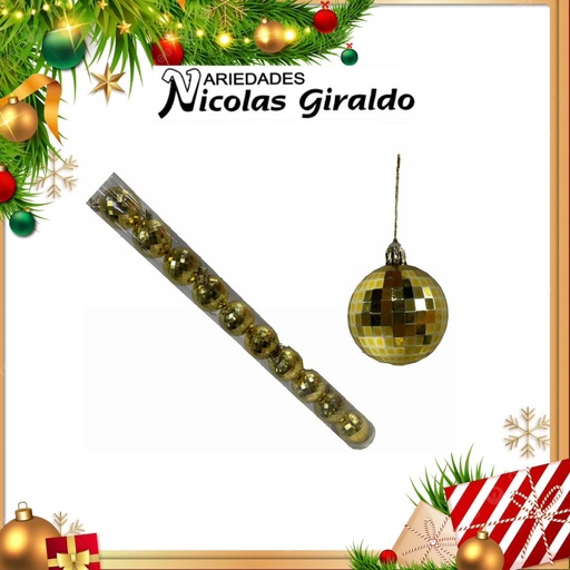 [A1296] @BOLA NAVIDEÑA 6CM X10 DORADA
