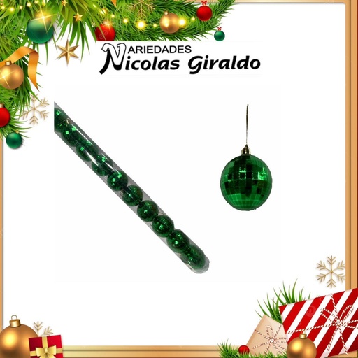[A1299] @BOLA NAVIDEÑA 6CM X10 VERDE ESPEJO