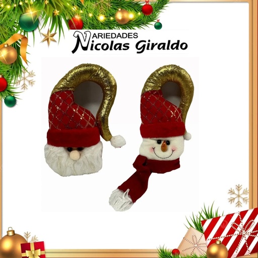 [S5093] @MUÑECO NAVIDAD COUNTRY CUELGA PUERTA ROJO DORADO  