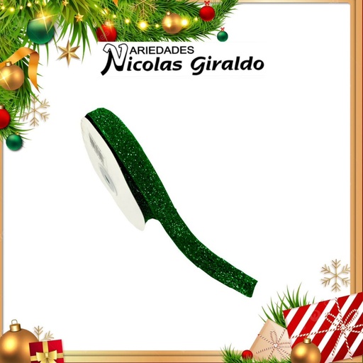 [AL026-152V] @CINTA DECORATIVA NAVIDEÑA TELA VERDE 10 YARDAS  